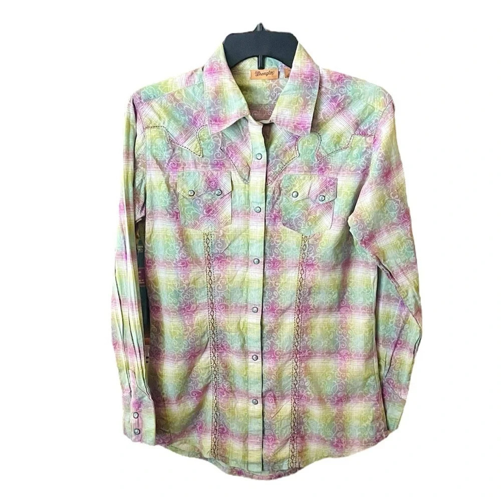 Wrangler women’s embroidered long sleeve western button down shirt SZ S purple